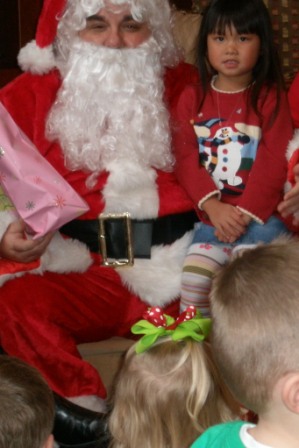 Santa hands out presents